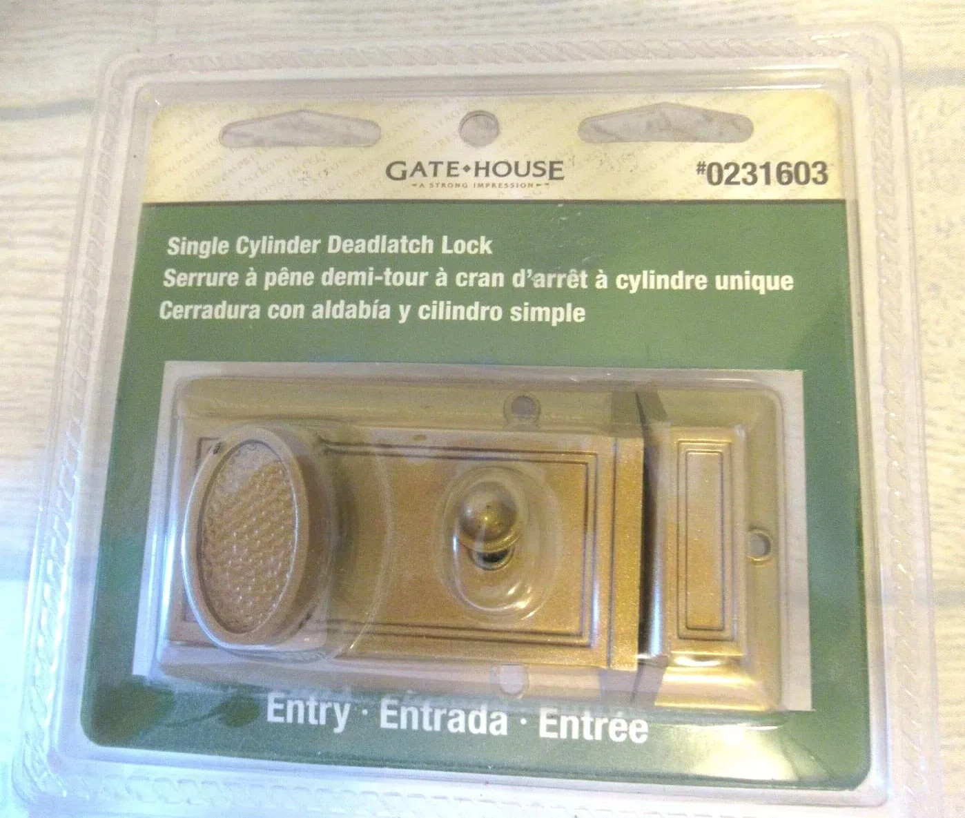 Gate House Brass Entry Deadlatch Lock Single Cylinder 0231603