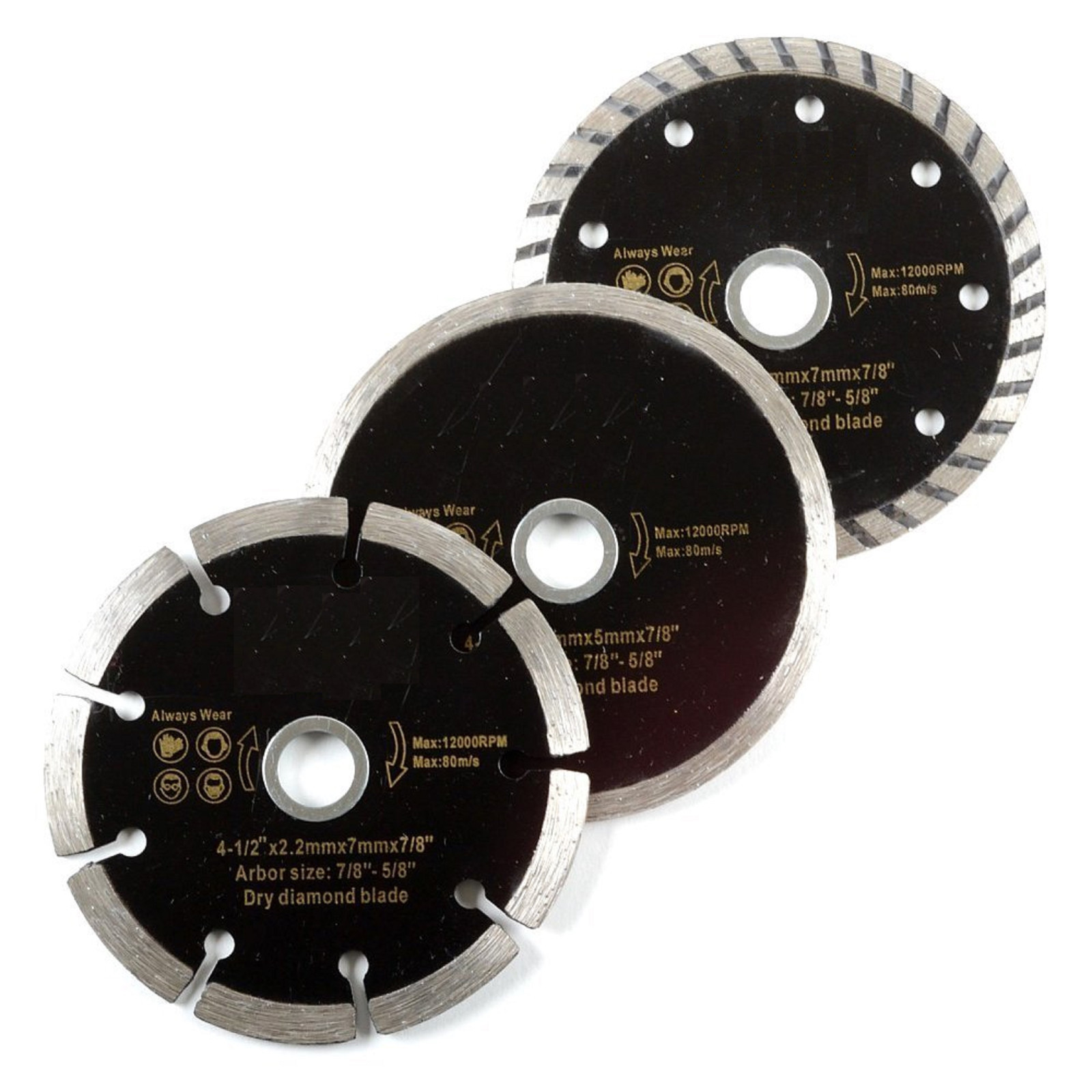 3pc 4" Diamond Blades DRY/WET/TURBO Saw Blade Wheels Tile Concrete