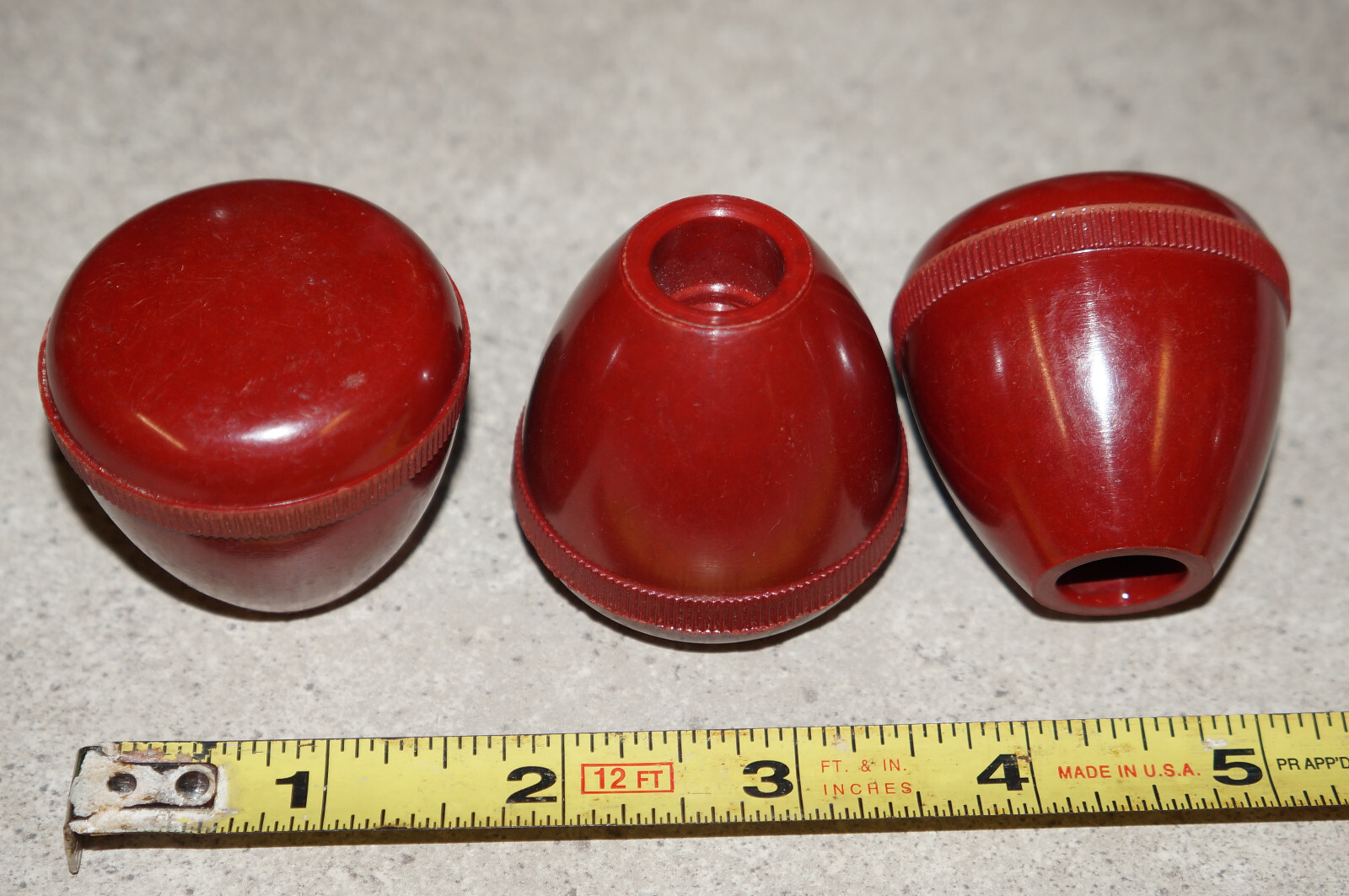Lot of 3:  Red GEAR SHIFT Handle Shifter Knobs - Phenolic Threaded,  M12-1.75