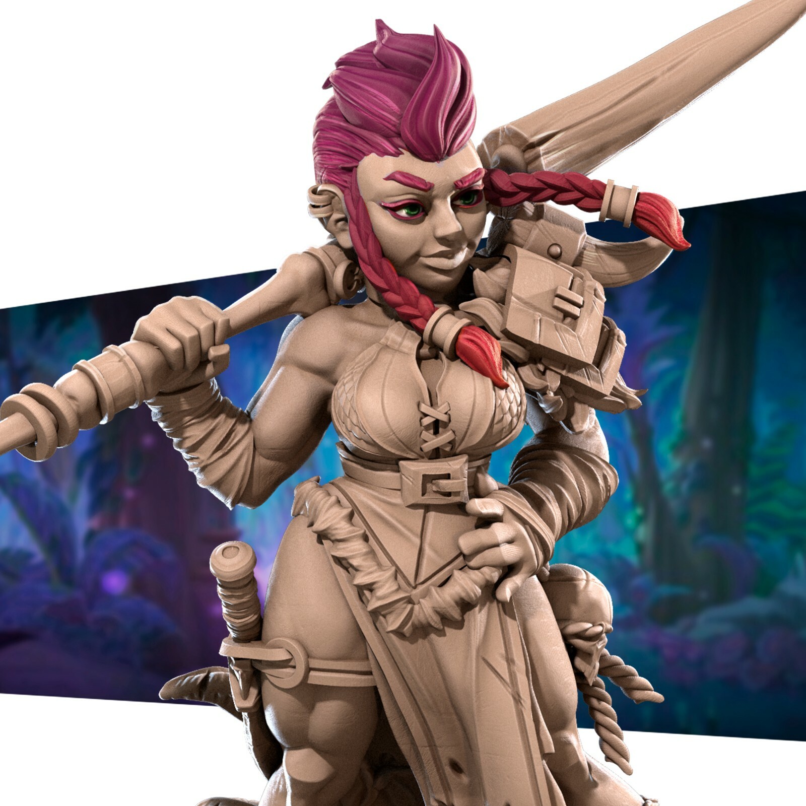 Olga - Dwarf Fighter Barbarian - Bite the Bullet - 32mm Fantasy D&D Miniature