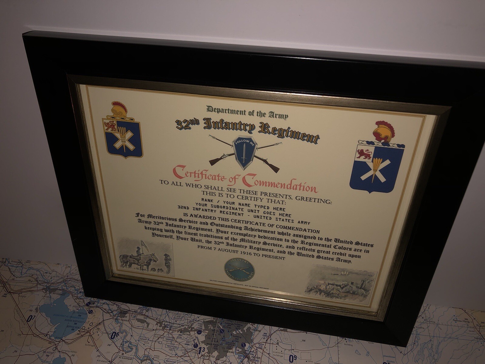 32ND INFANTRY REGIMENT / COMMEMORATIVE - CERTIFICATE OF COMMENDATION