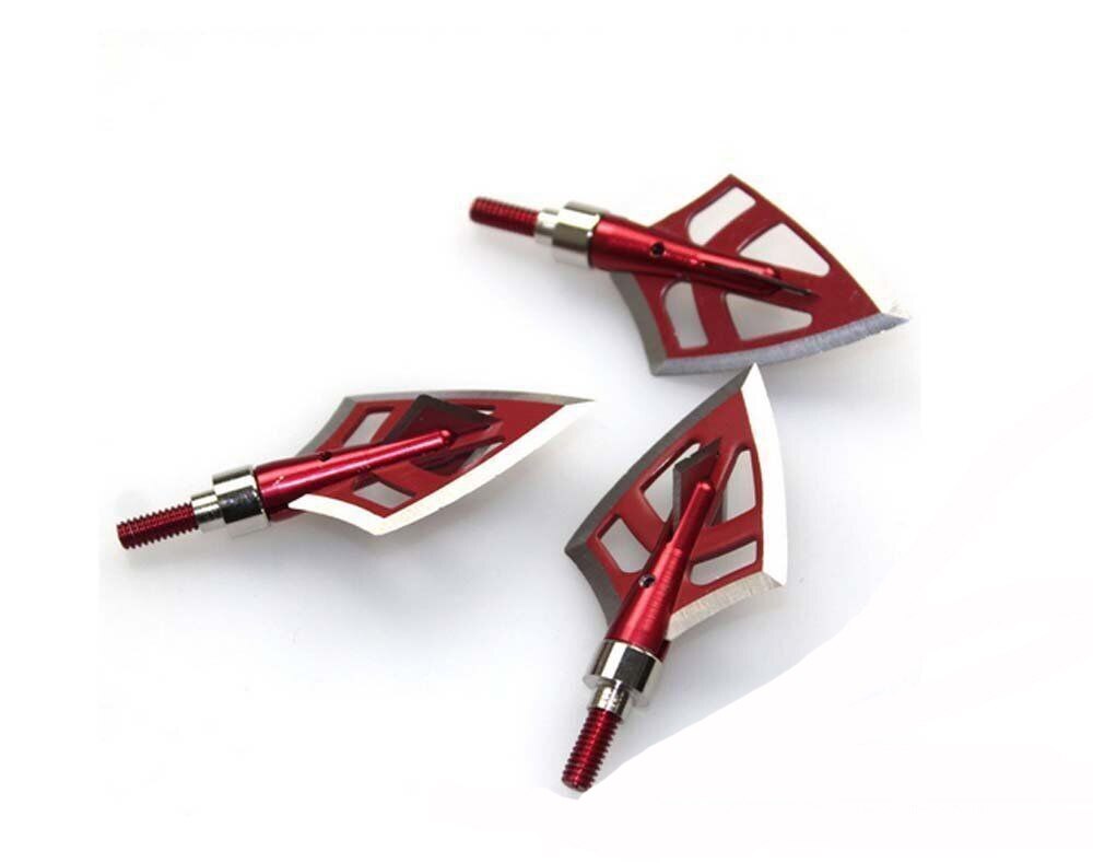 125 Grain Red Archery Arrow Broadheads 4 Blade Arrow Heads Points Tips Arrowhead