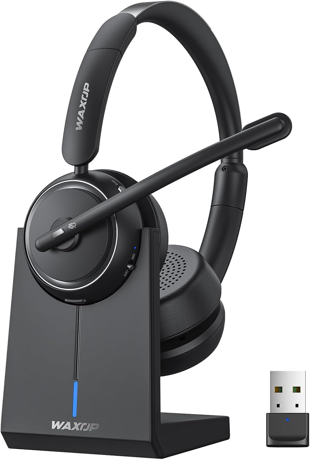 Wireless Headset with Mic for Work, Bluetooth Headset with Microphone Noise Canc