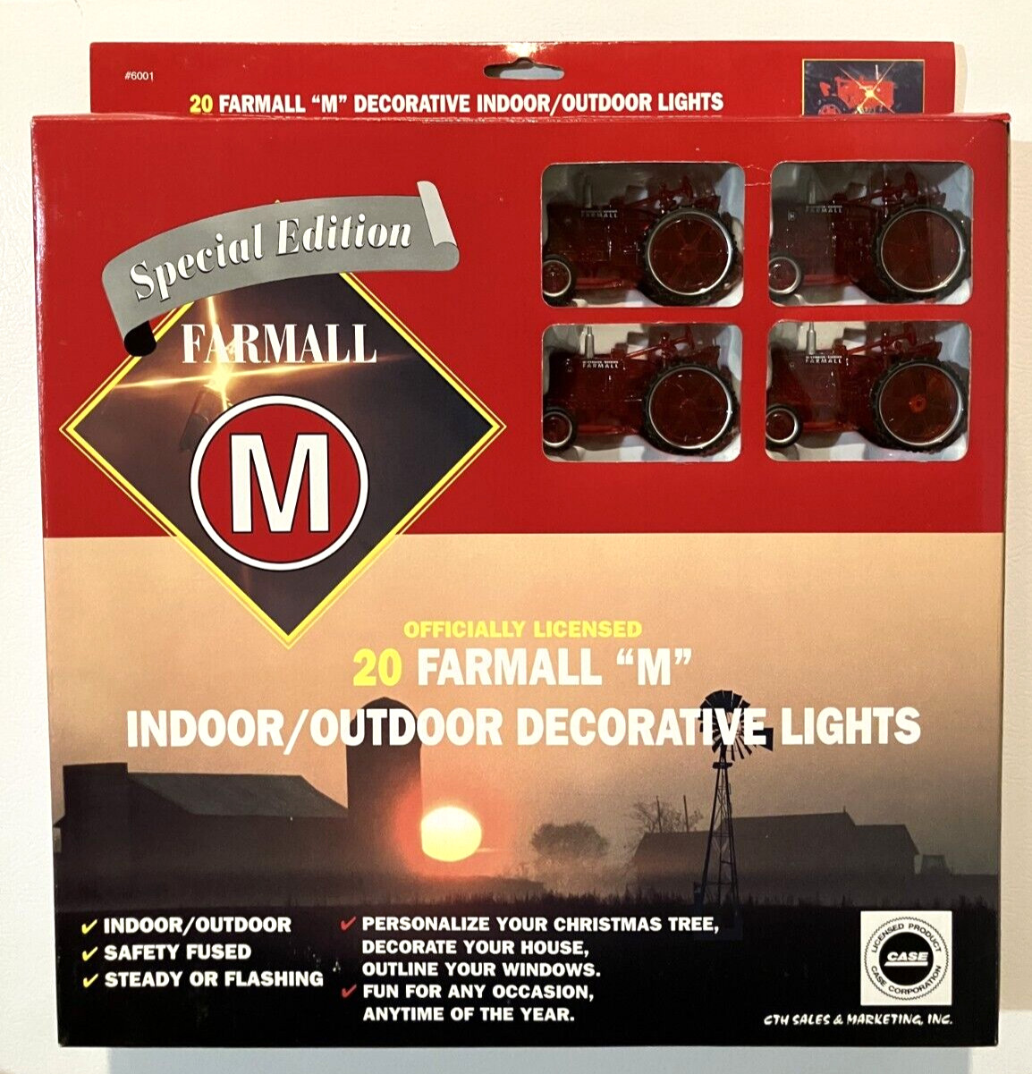 20 Farmall "M" Decorative Red Tractor Lights Indoor Outdoor Christmas Decoration