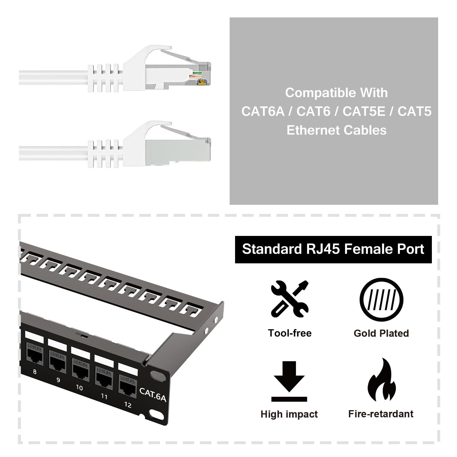 iwillink 12-Port Cat6A Patch Panel UTP