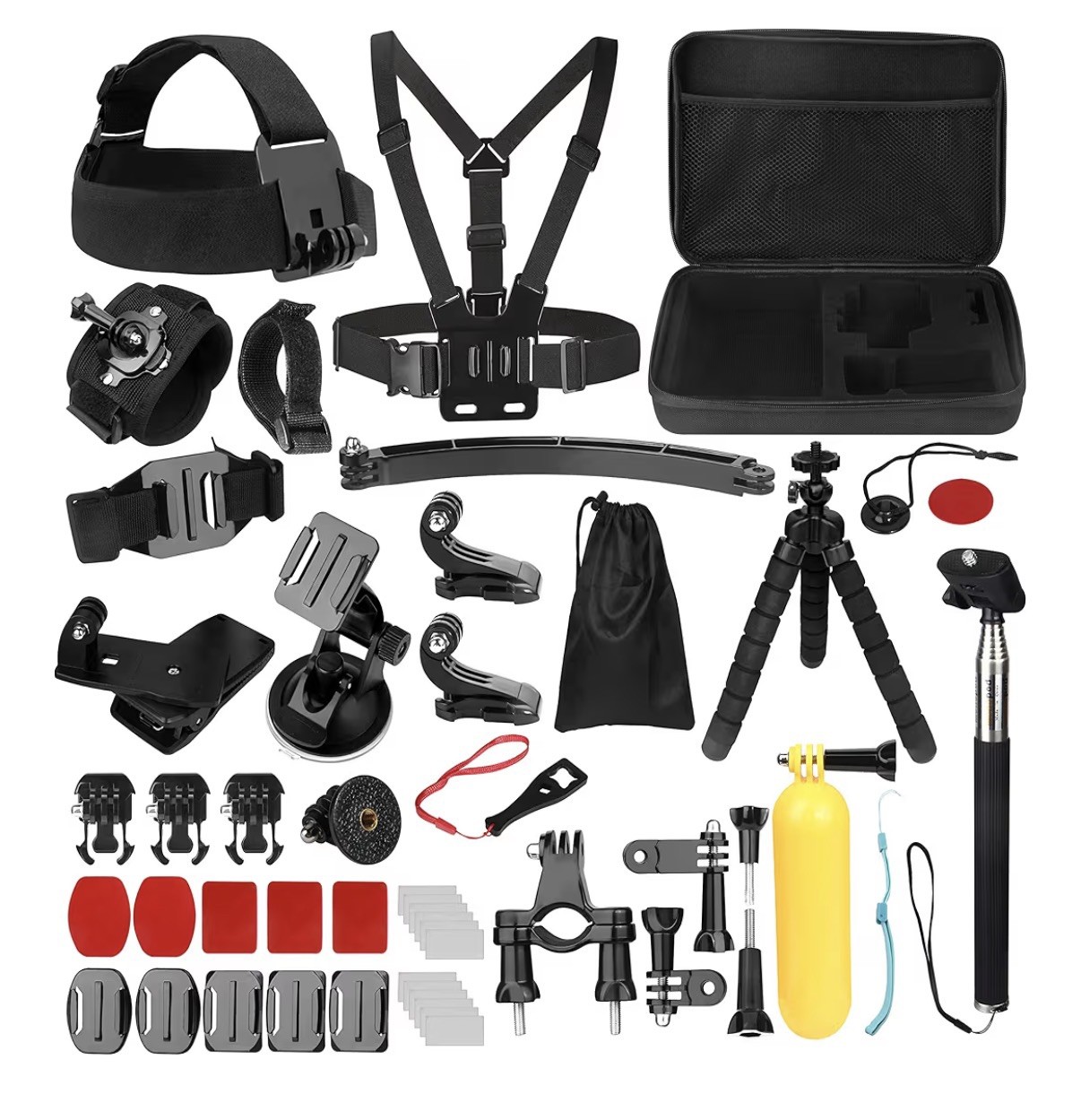 Action Cameras Accessory Kit, 50-in-1  Compatible w Hero 13/12/11/10/9/8/7 Black