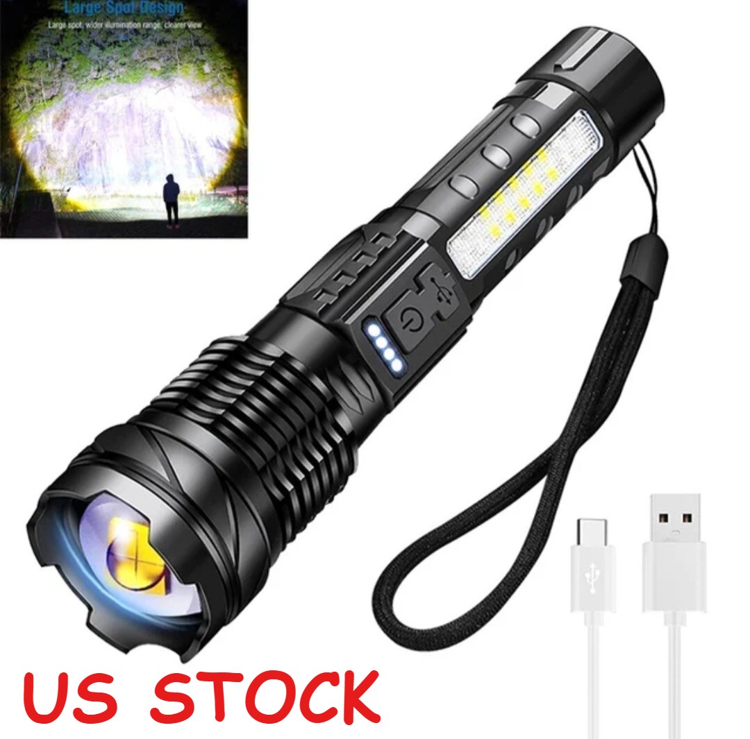 Rechargeable LED Flashlight Tactical Police Super Bright Torch Zoomable NEW