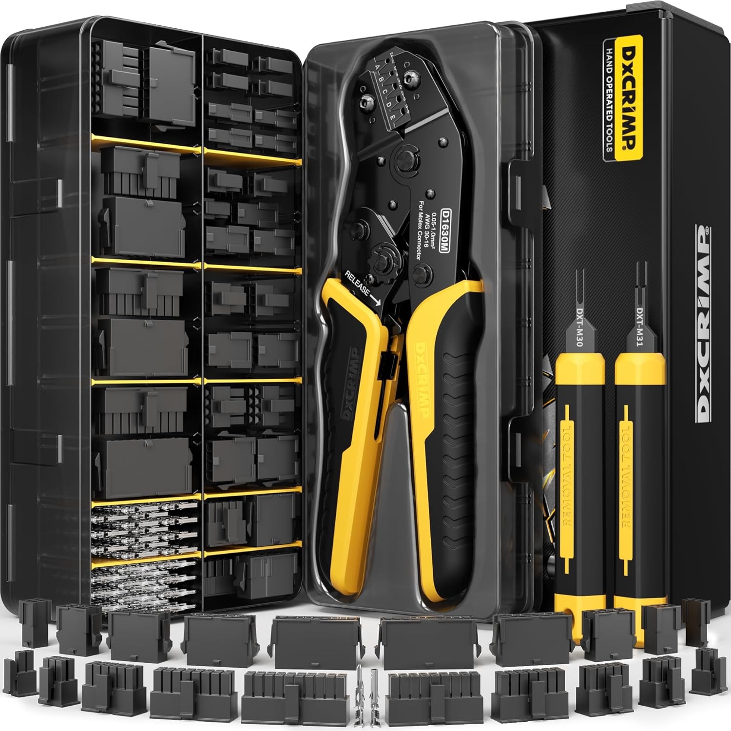 Micro-Fit 3.0 Crimping Tool Kit, 22 Types 2–20 Pin 3.0mm Pitch Connectors, Ratch
