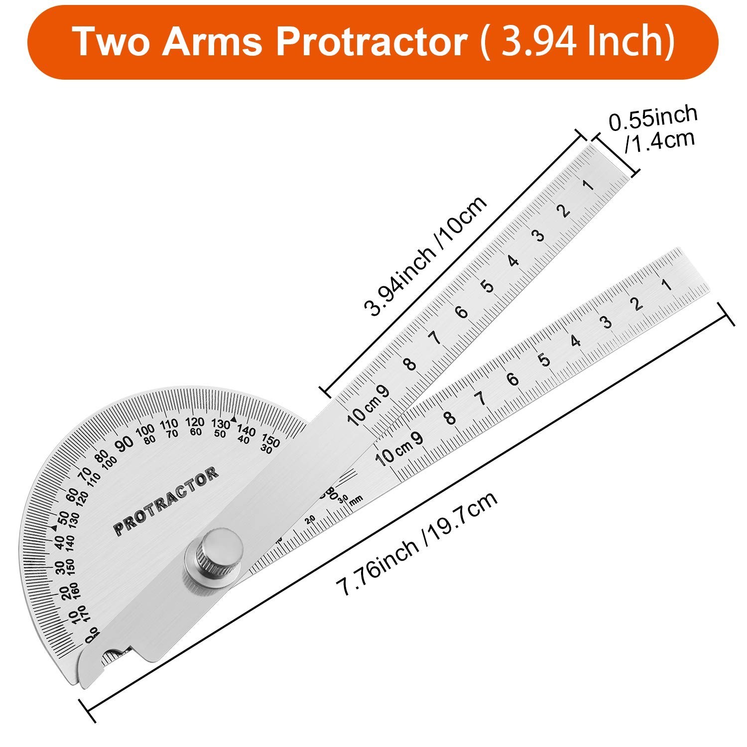 Precision Stainless Steel Angle Finder Protractor Ruler - 10 cm Compact Design