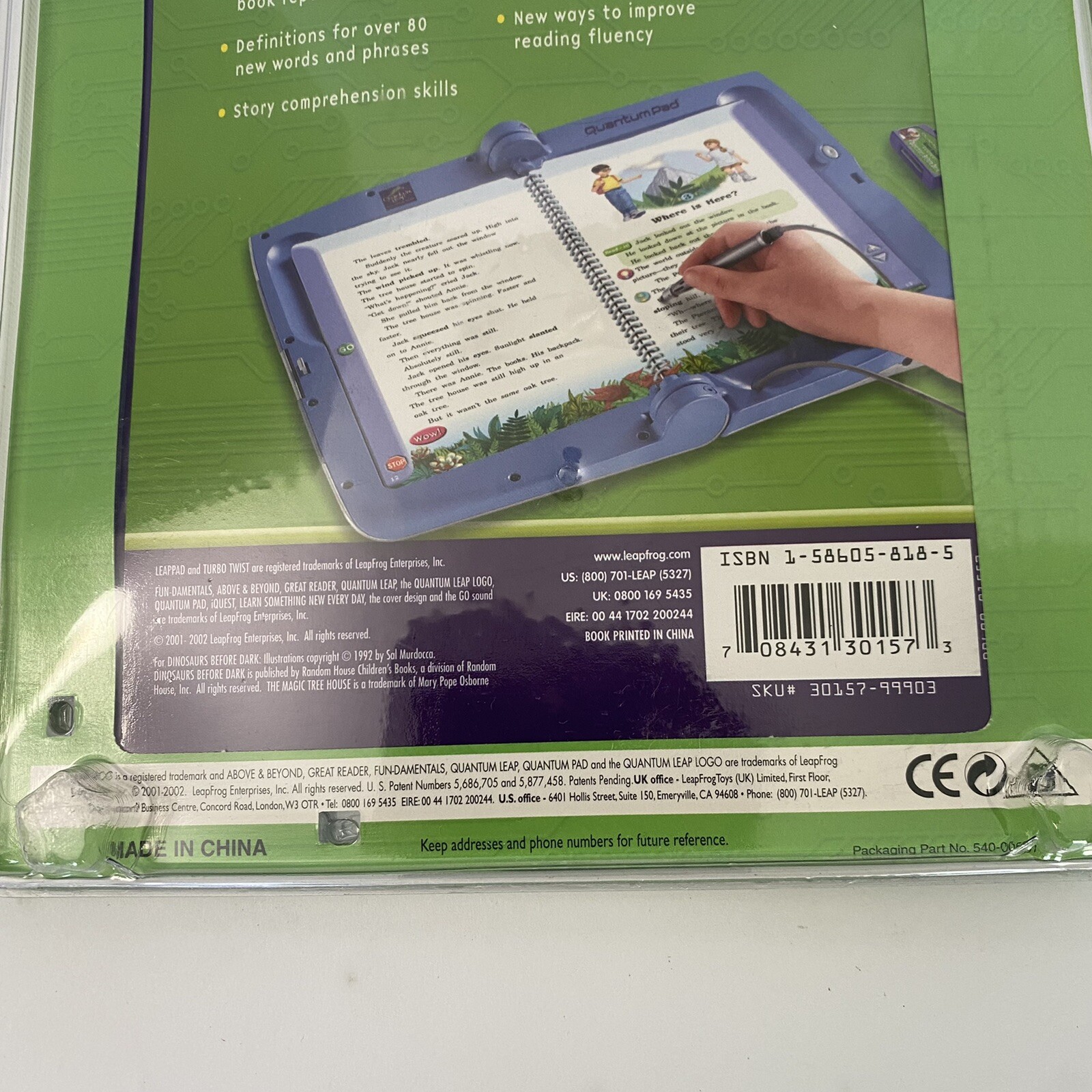 Leap Frog Quantum Pad Dinosaurs Before Dark Magic Tree House Book/Cartridge NEW