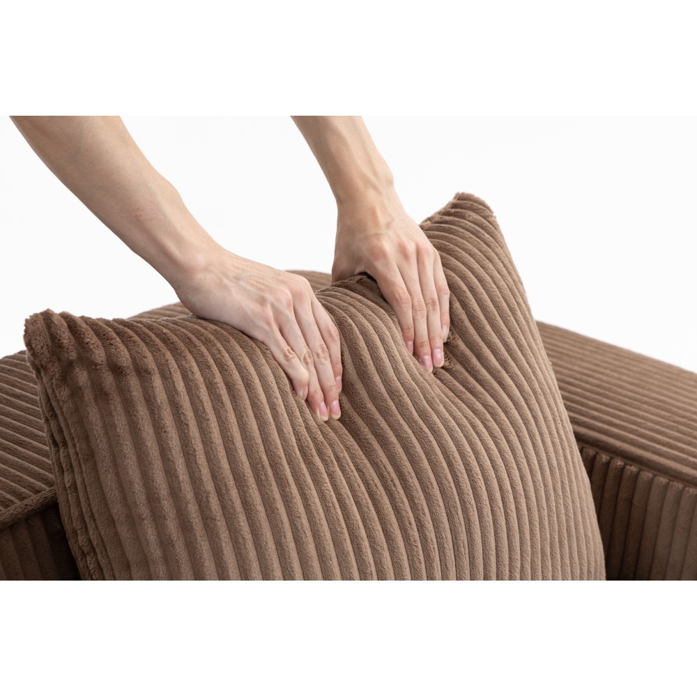 Beige 3-Seat Sectional Sofa w/ All-Foam Deep Seating, Modern Couch