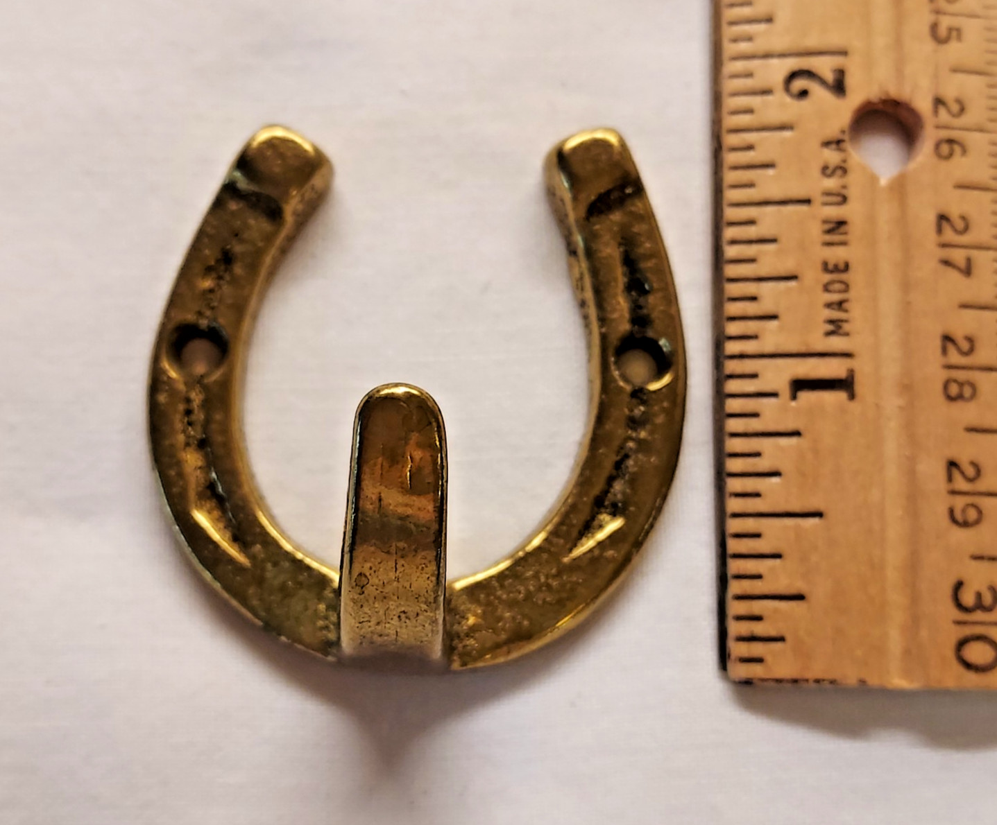 Solid Brass Horseshoe Hook w/ Screws 1 3/4"x1 3/4"