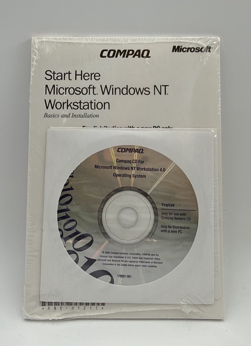 Compaq Microsoft Windows NT Workstation 4.0 Sealed CD Book Basics & Installation