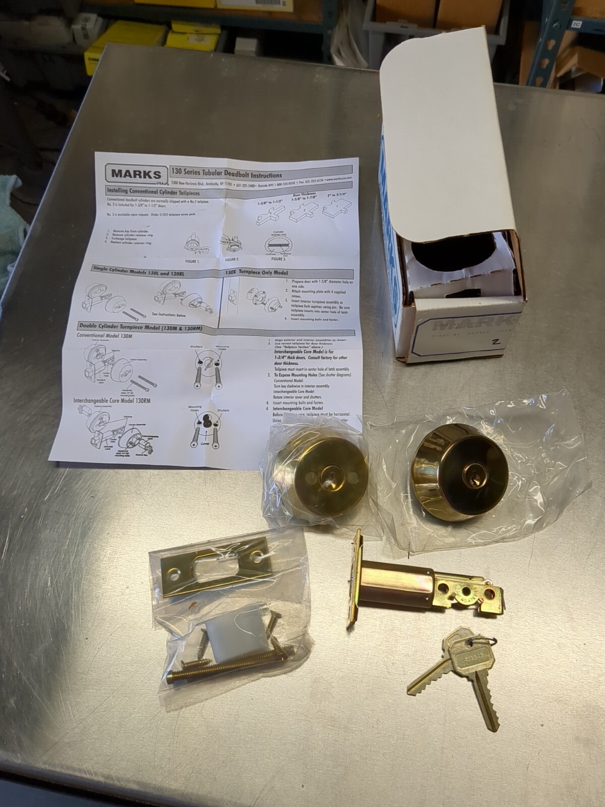 LOCKSMITH, NEW Marks GRADE 1 Double Cyl Deadbolt 130M/3 Bright Brass 2 3/4"BS