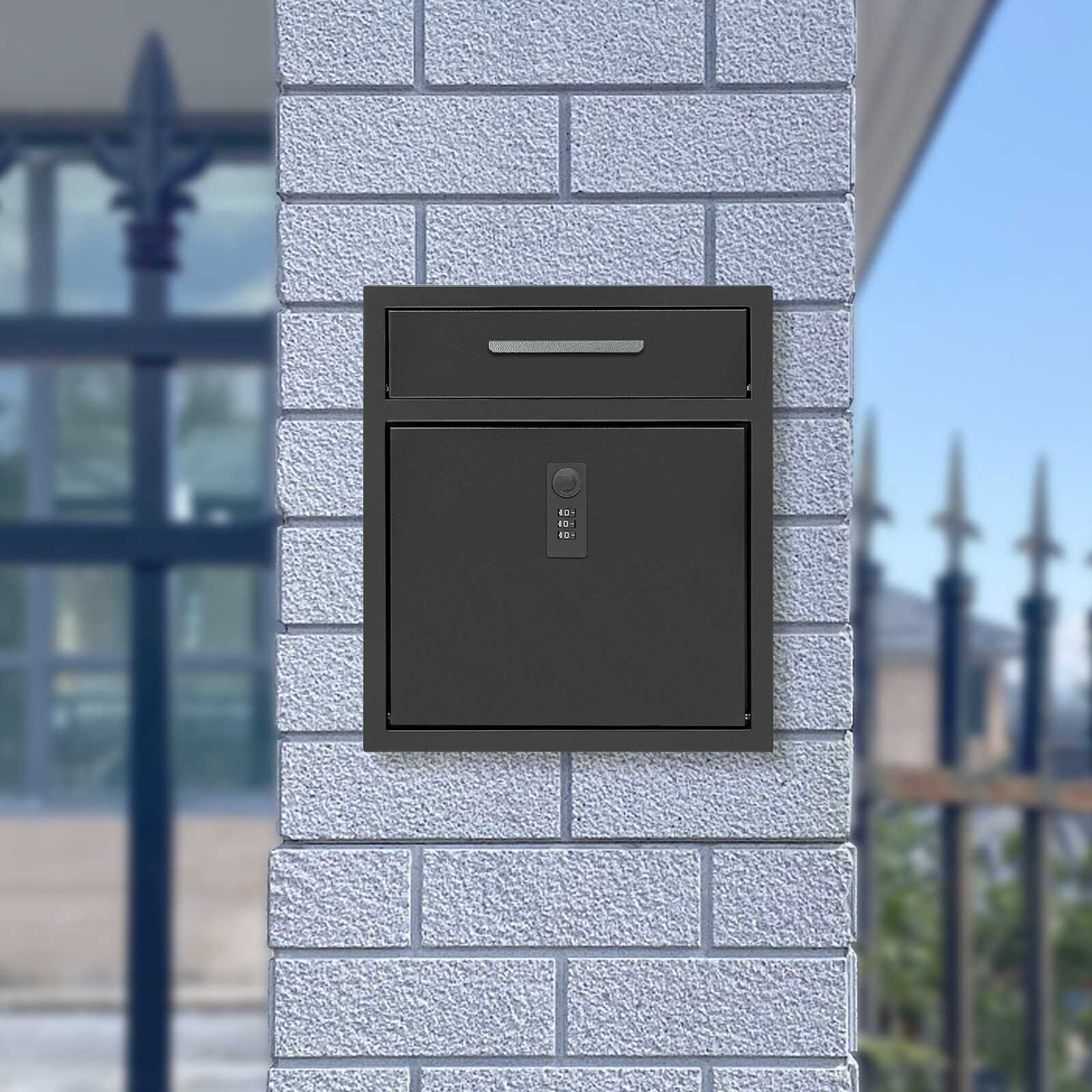Wall-Mounted Mailbox With Combination Lock for Secure Mail Storage
