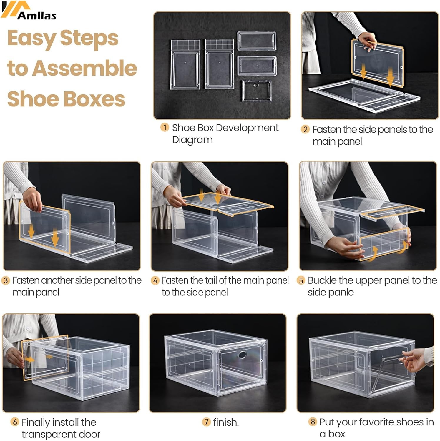 12 Pack Clear Shoe Boxes Stackable,Shoe Storage Boxes Closet,Sturdy Shoe Box