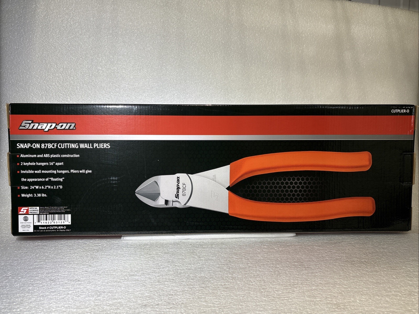 New Snap-On Orange 87BCF Diagonal Cutter Pliers Giant Display Wall Mount