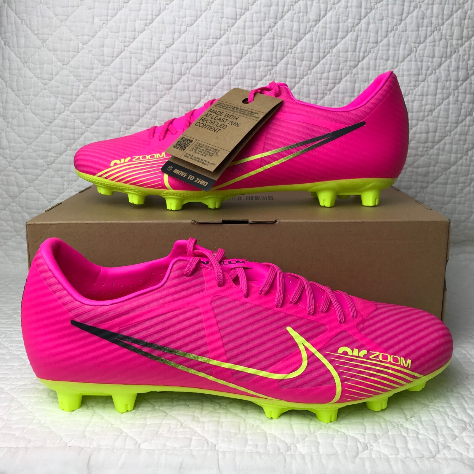 Nike Zoom Vapor 15 Academy HG Soccer Cleats Men’s SZ 11.5 Pink Blast DJ5632 605