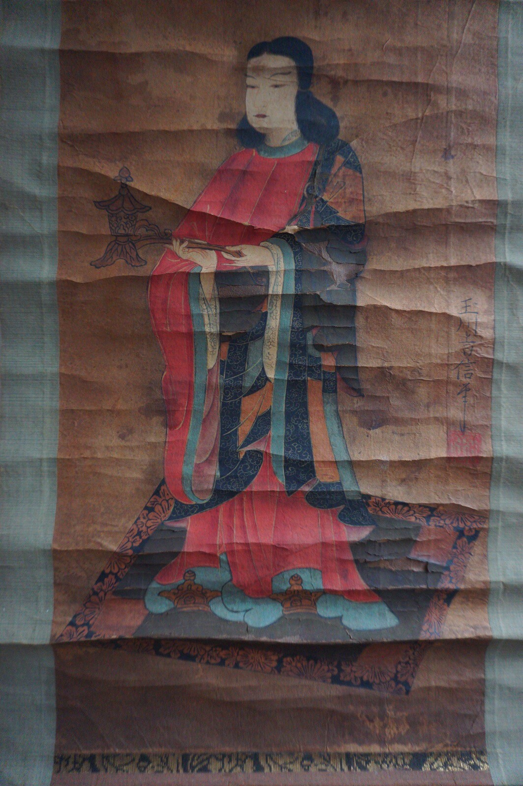 Japanese Hanging Scroll Kakejiku Vintage Wall Picture from Kyoto Japan 0421D9