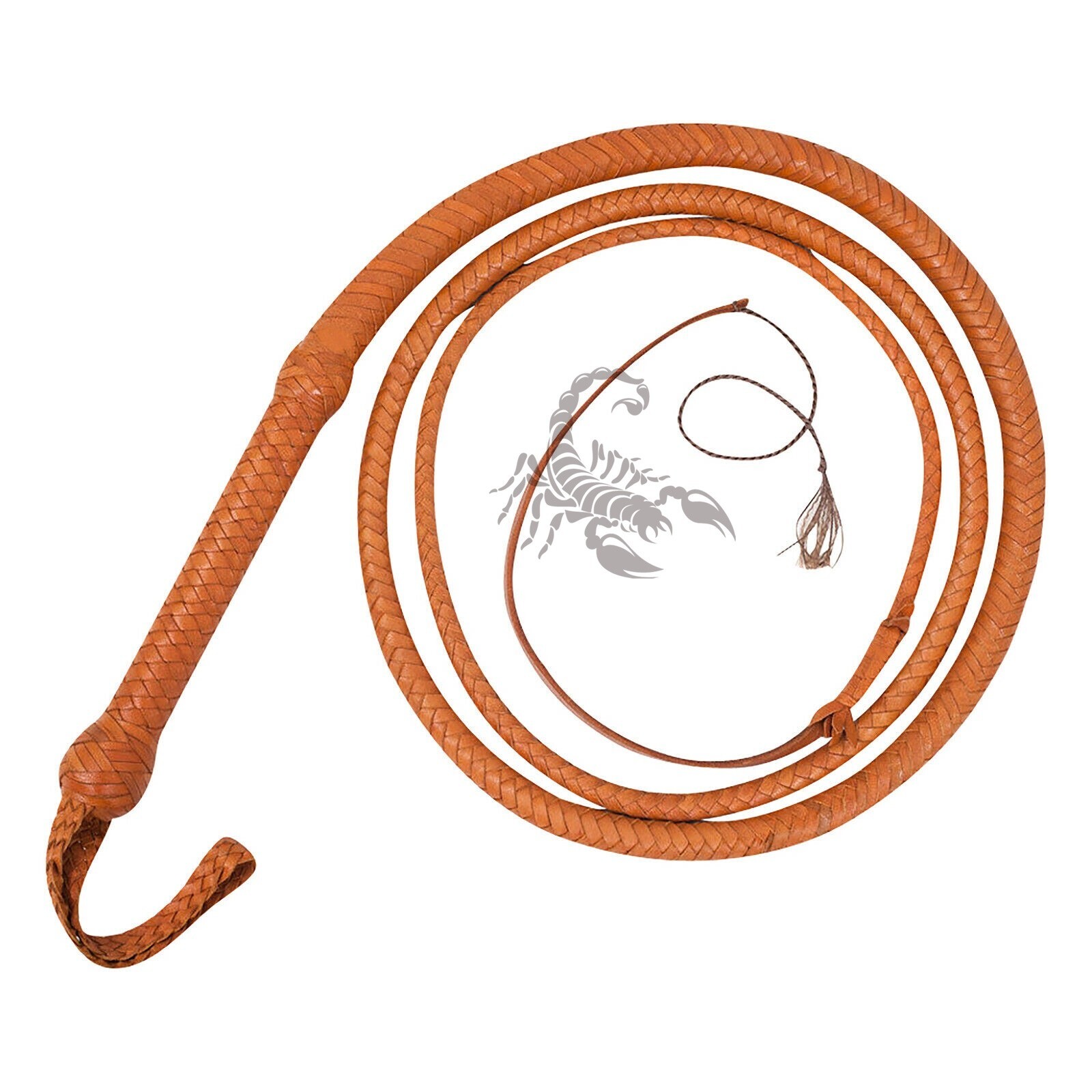 Handmade Bull Whip 08 Feet 16 Strands Real Cowhide Leather Rope Core Bullwhip