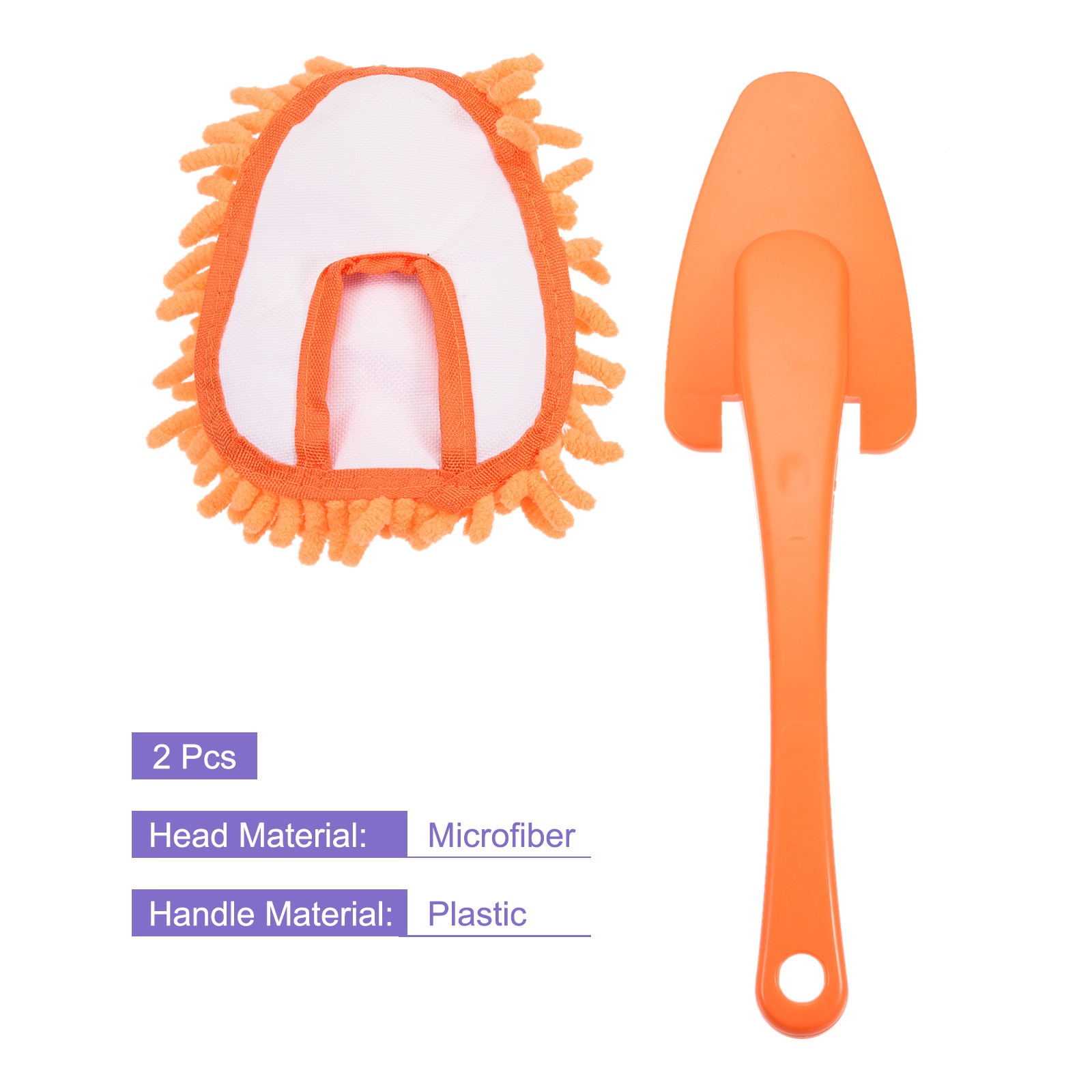 2Pcs Microfiber Chenille Duster Washable Cleaning Brush Dusting Tool Orange