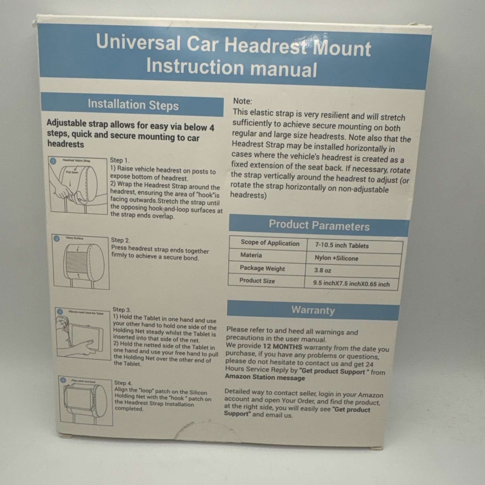Universal Car Headrest Mount Adjustable iPad 7"-10.5 Tablets