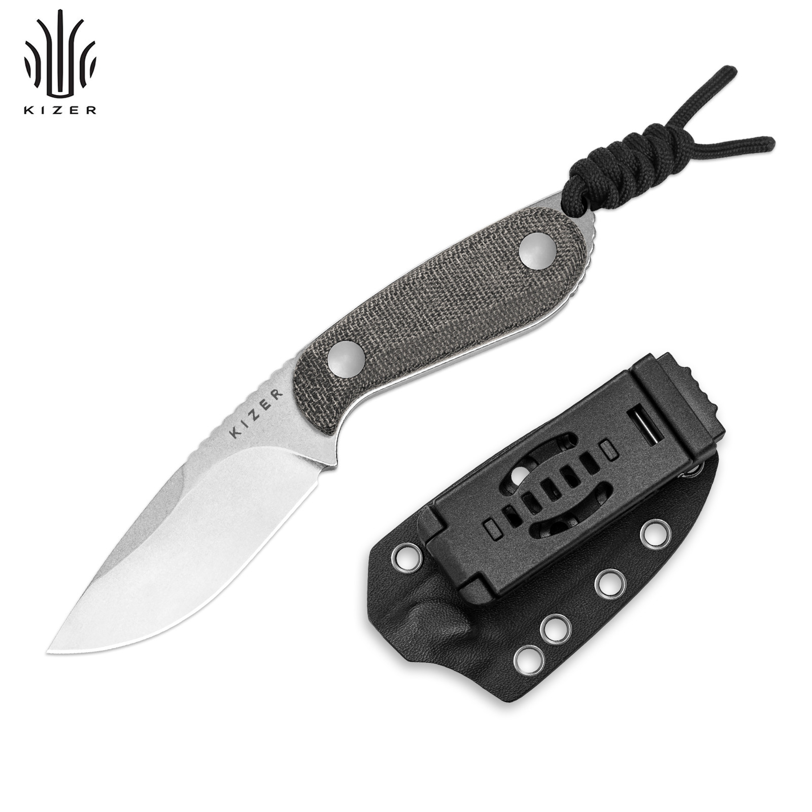 Kizer Buddy Fixed Knife Compact 14C28N Blade Micarta Handle Drop Point 1081A8