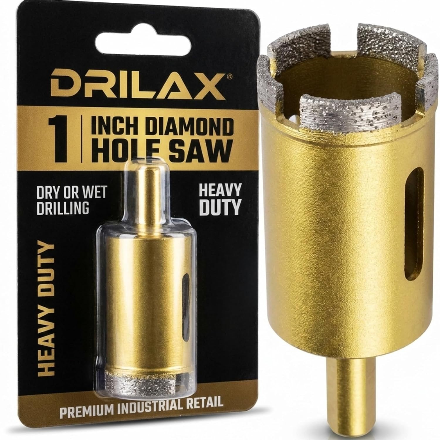Drilax 1" Diamond Masonry Drill Bit | Heavy-Duty Dry Core Hole Saw for Concrete
