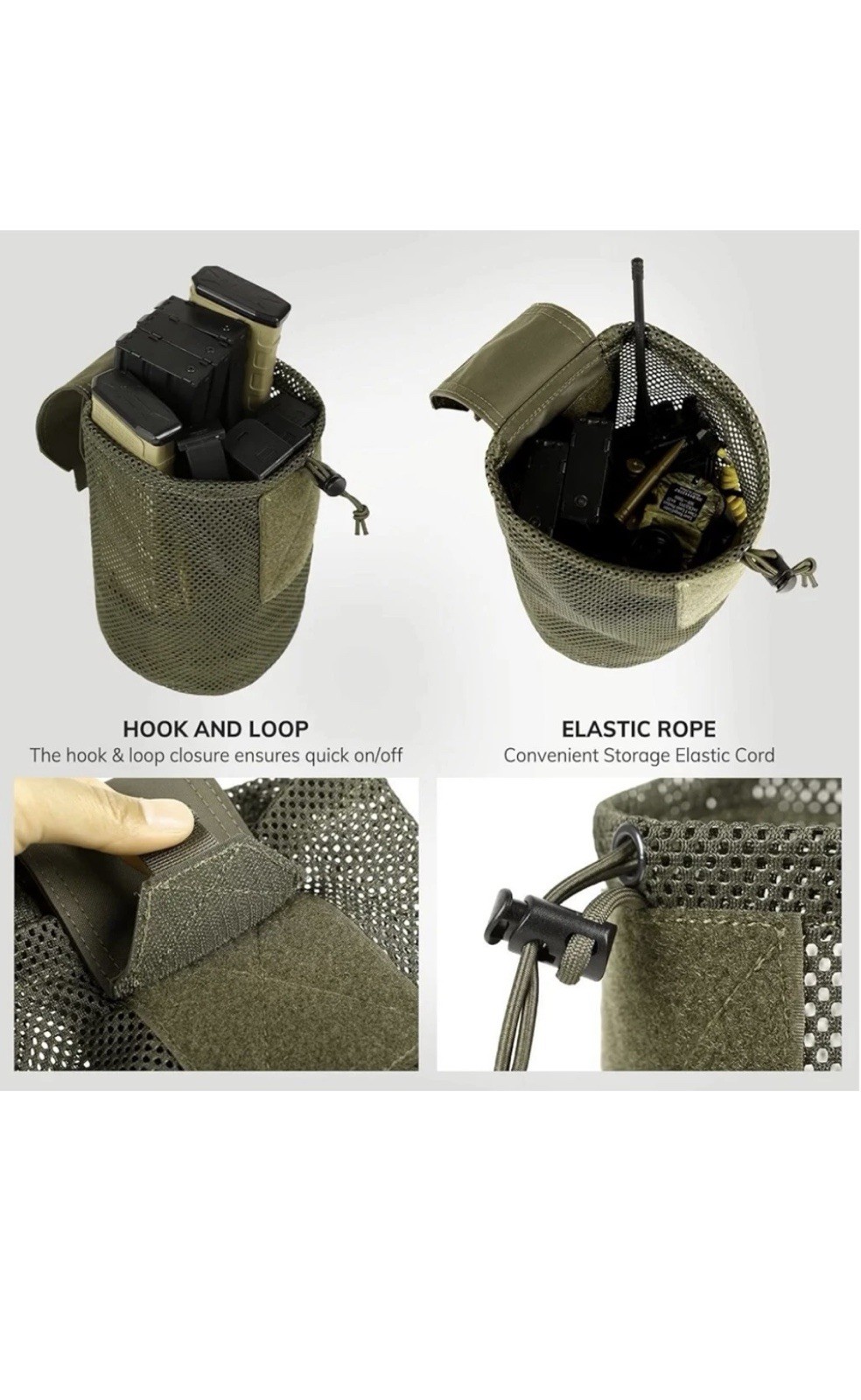 Tactical Mesh Dump Pouch Molle Magazine Pouch Foldable