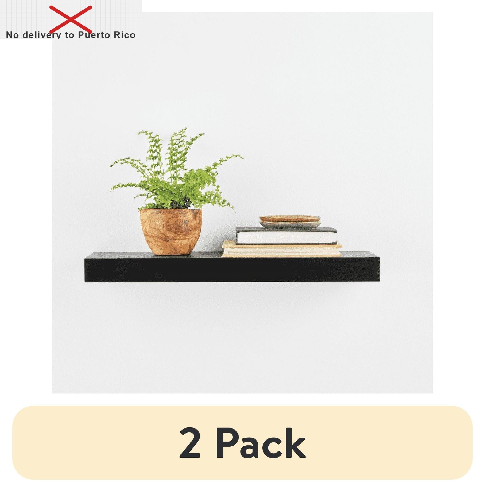 (2 pack)  Black 18" Wood Floating Shelf delivery fast