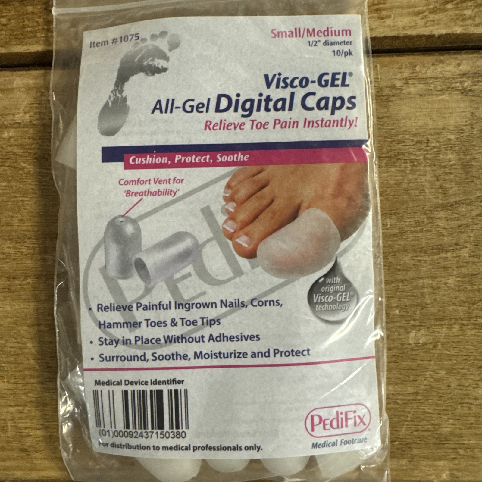 PediFix 1075 Small/MediumVisco-GEL All-Gel Digital Caps - Pack of 10