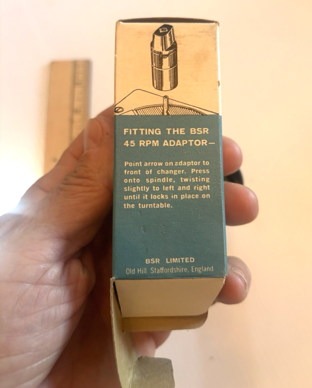 GRAY BSR 45 RECORD ADAPTER SPINDLE ADAPTOR NOS BLUE BOX GREAT BRITAIN