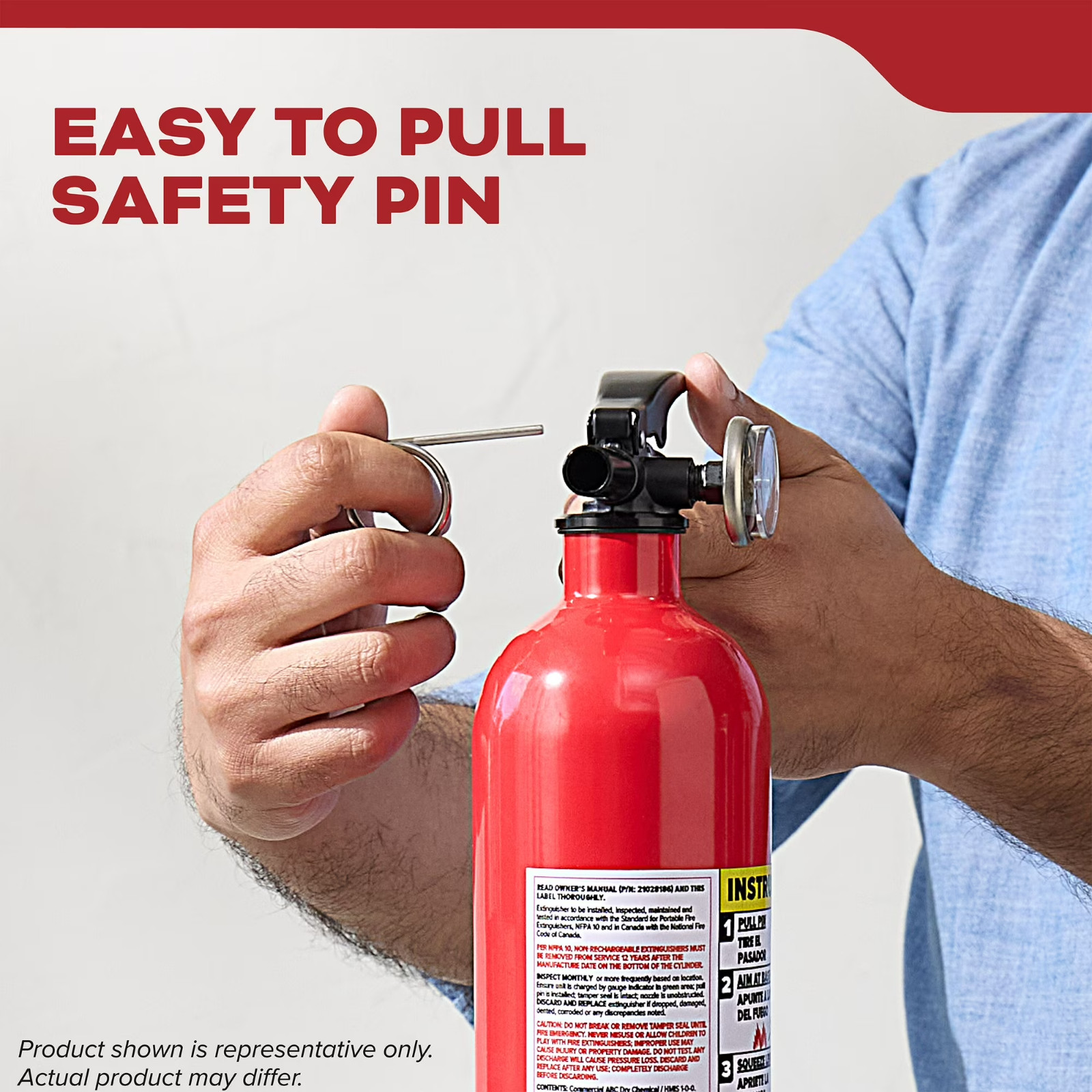 Kidde Basic Fire Extinguisher For Home, Residential 1A10BC, Easy-Pull Safety Pin