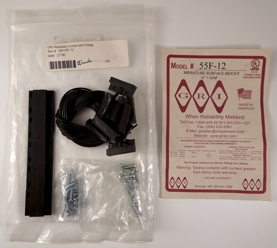 GRI 55F-12-B-BA Recessed Magnetic Contact With Flange. 10 Pack, NEW