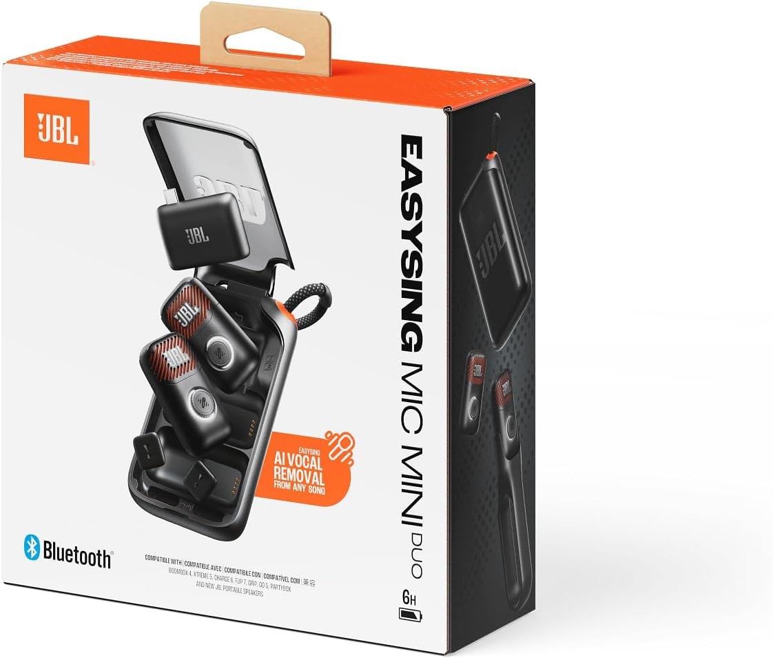 JBL EasySing Mic Mini Duo Compact Wireless Microphone Black