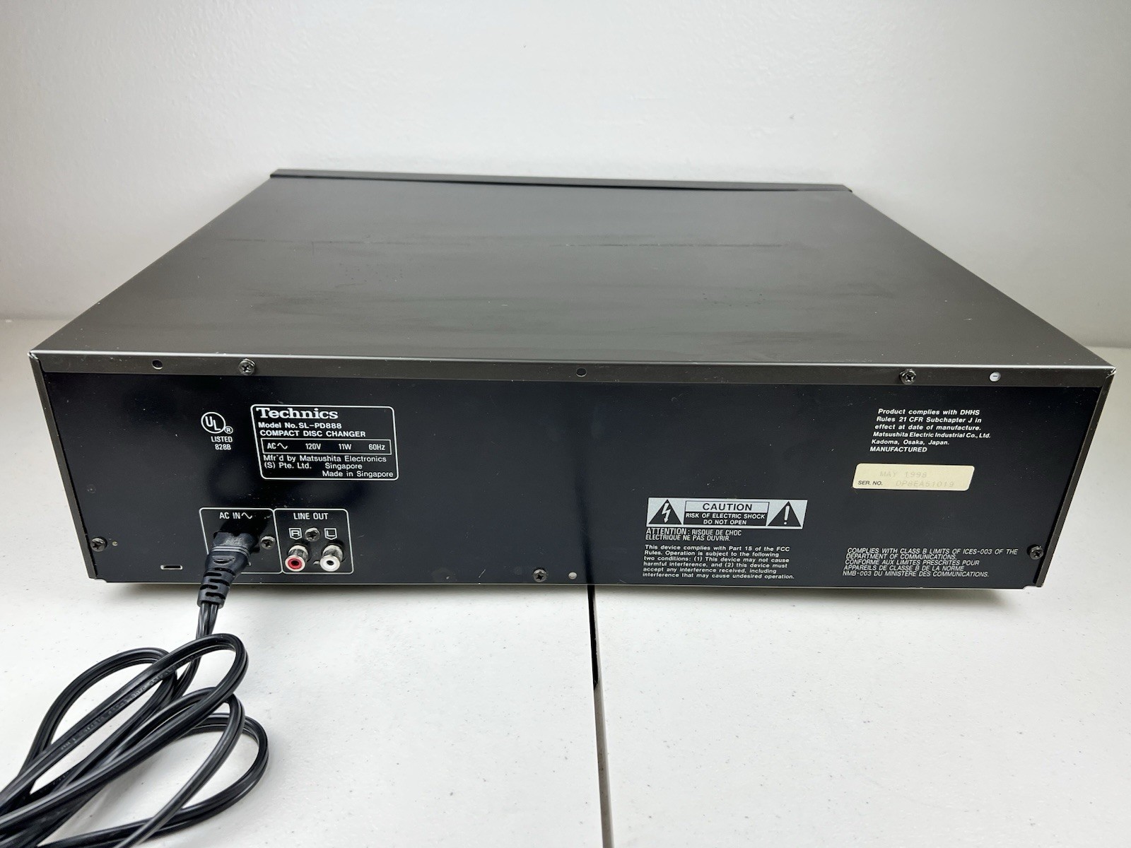 Technics SL-PD888 5 Disc Carousel CD Changer-No Remote-1998-Tested/Working