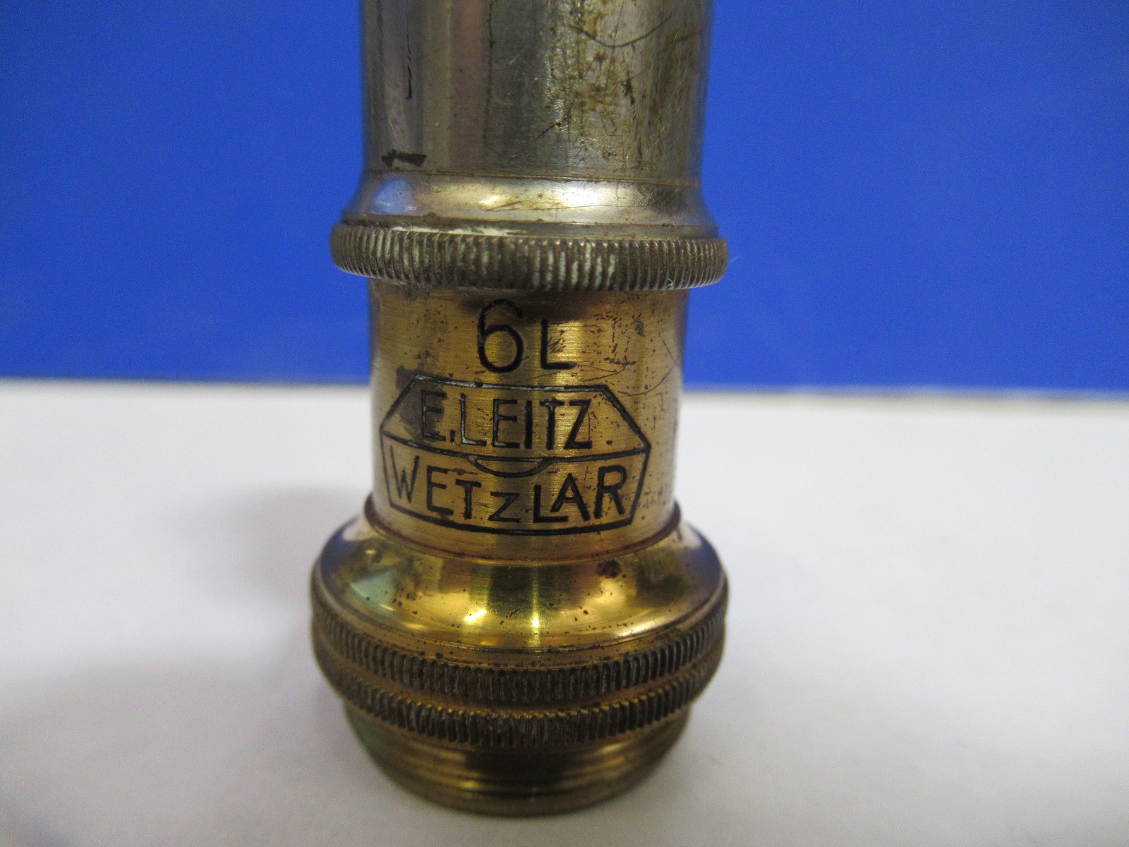 ANTIQUE BRASS OBJECTIVE "6L" ERNST LEITZ GERMANY MICROSCOPE PART V1-A-87