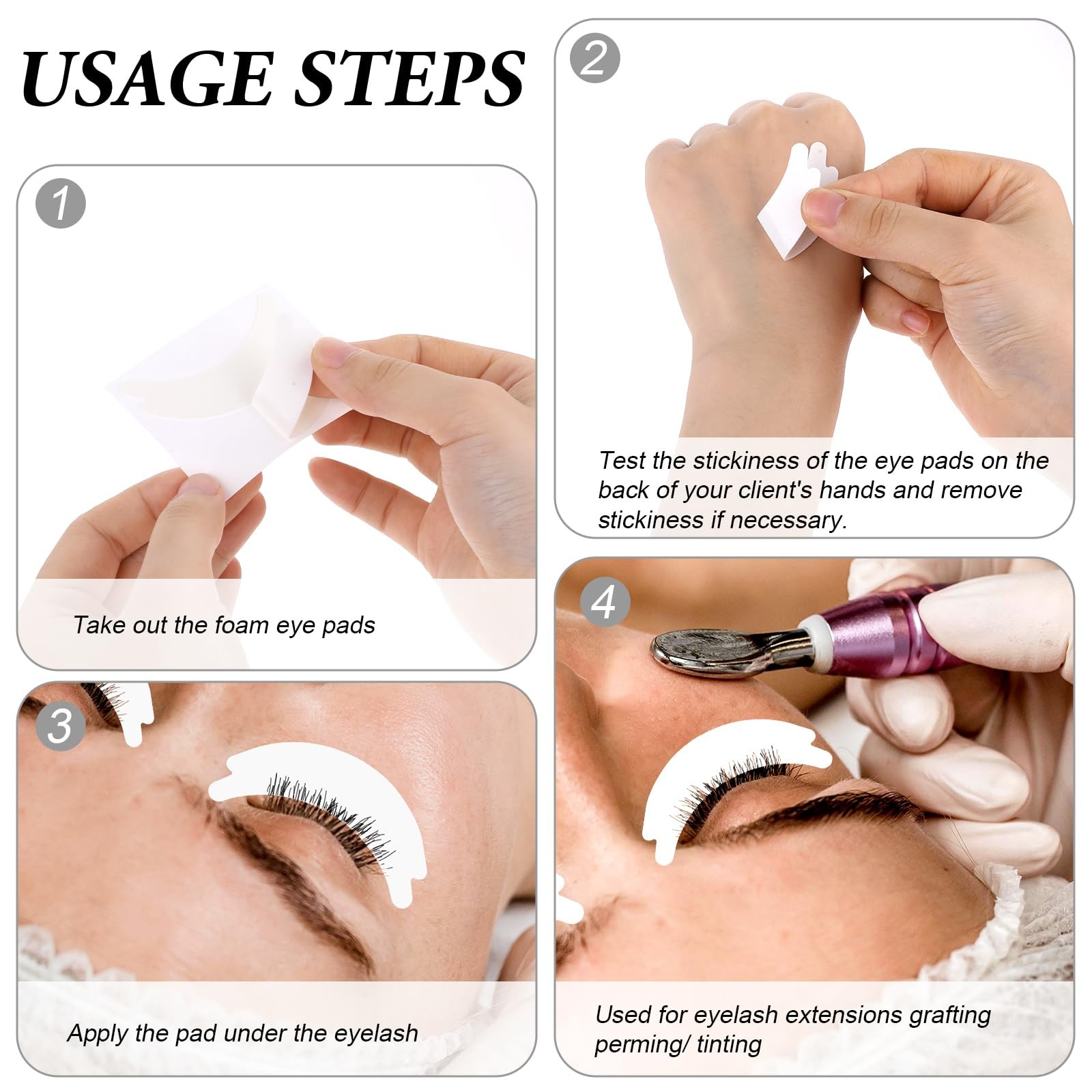 Eye Pads Lash Extensions, 200 Pieces Foam Eyes for Extensions White