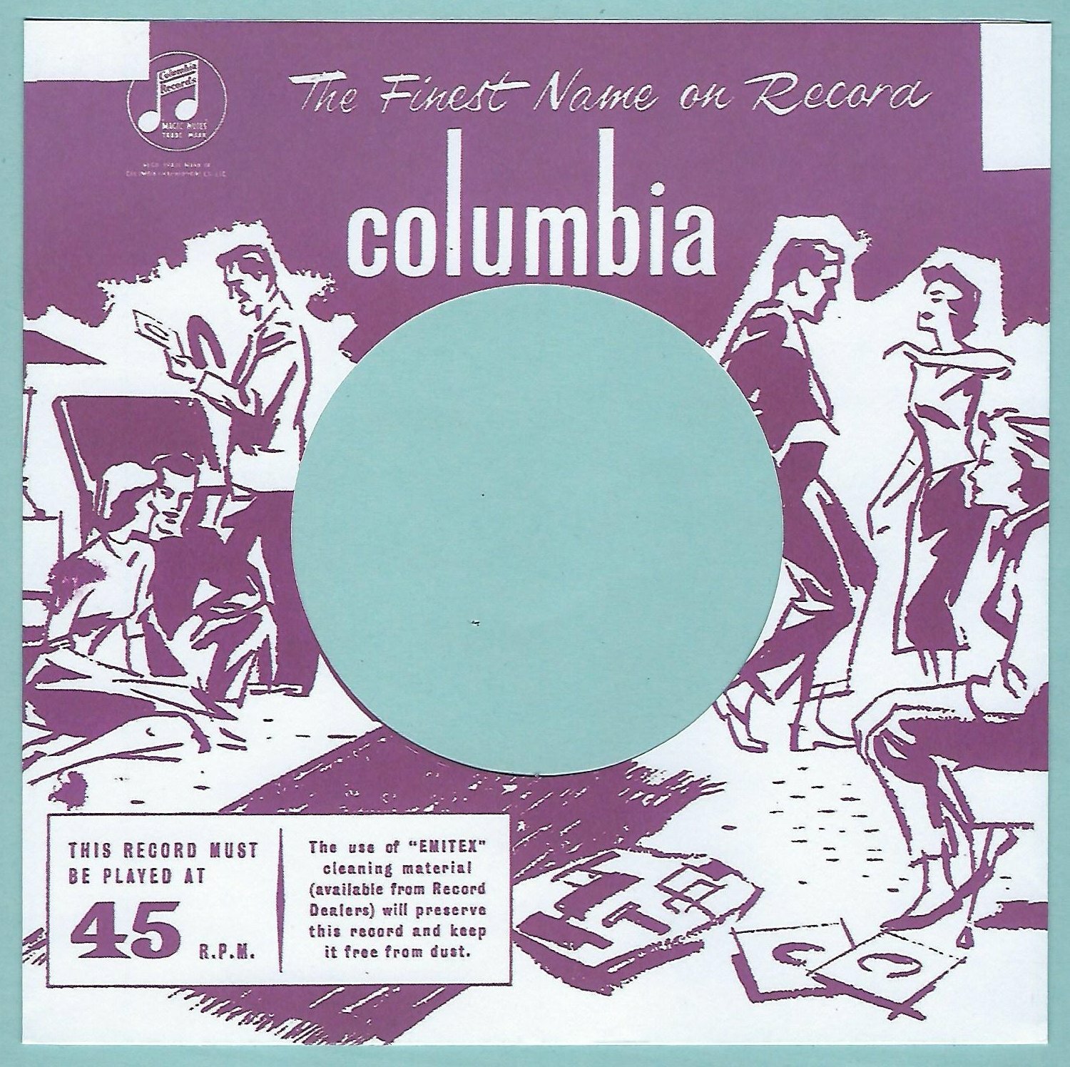 COLUMBIA (mauve jivers) - REPRODUCTION RECORD COMPANY SLEEVES - (pack of 10)