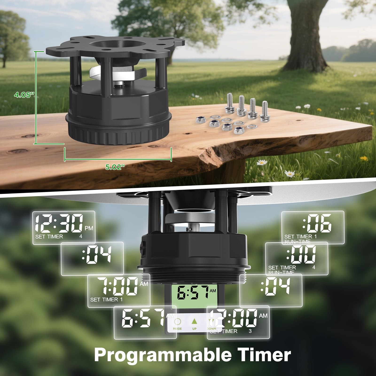 Deer Feeder Kit,Motor and Timer Kit with Programable Digital Timer,Up Black