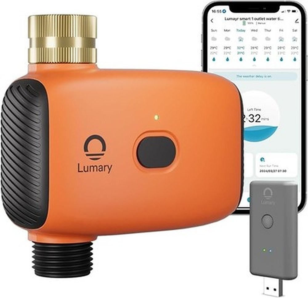 Lumary WiFi Water Timer Garden Hose Brass Inlet Hub Alexa Rain Delay Auto #R047