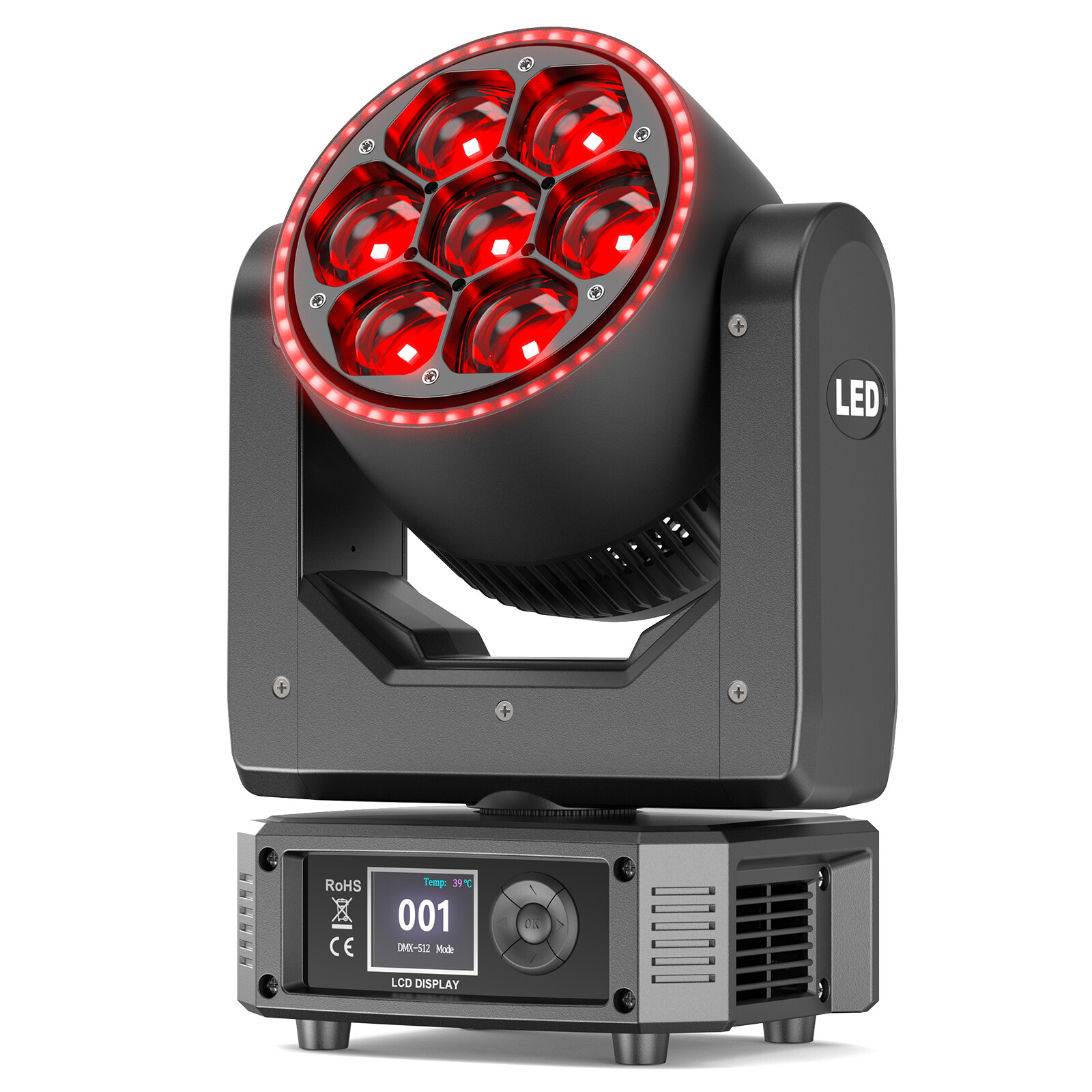 7x50W LED RGBW Bee Eye Beam+WASH Zoom Moving Head DJ Light DMX512 Stage Lighting