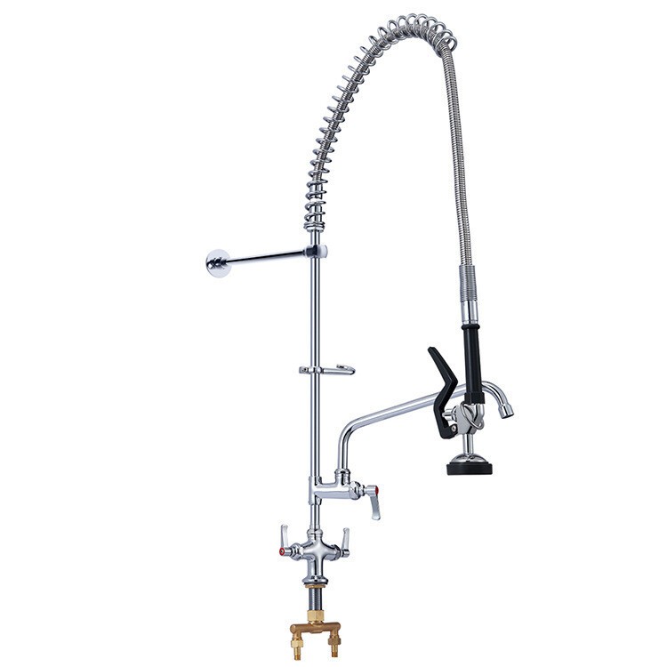 Commercial Pre-rinse Faucet Wall Mount Kitchen Sink Tap w/ Sprayer Wall Mounted