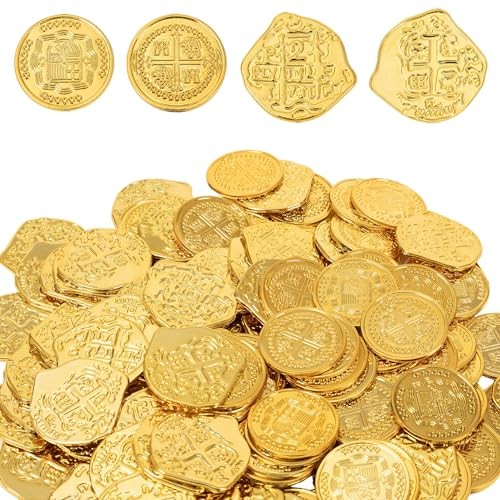 Gold Coins - Plastic Pirate Coins - 320 Pcs - Perfect for 4 Patterns