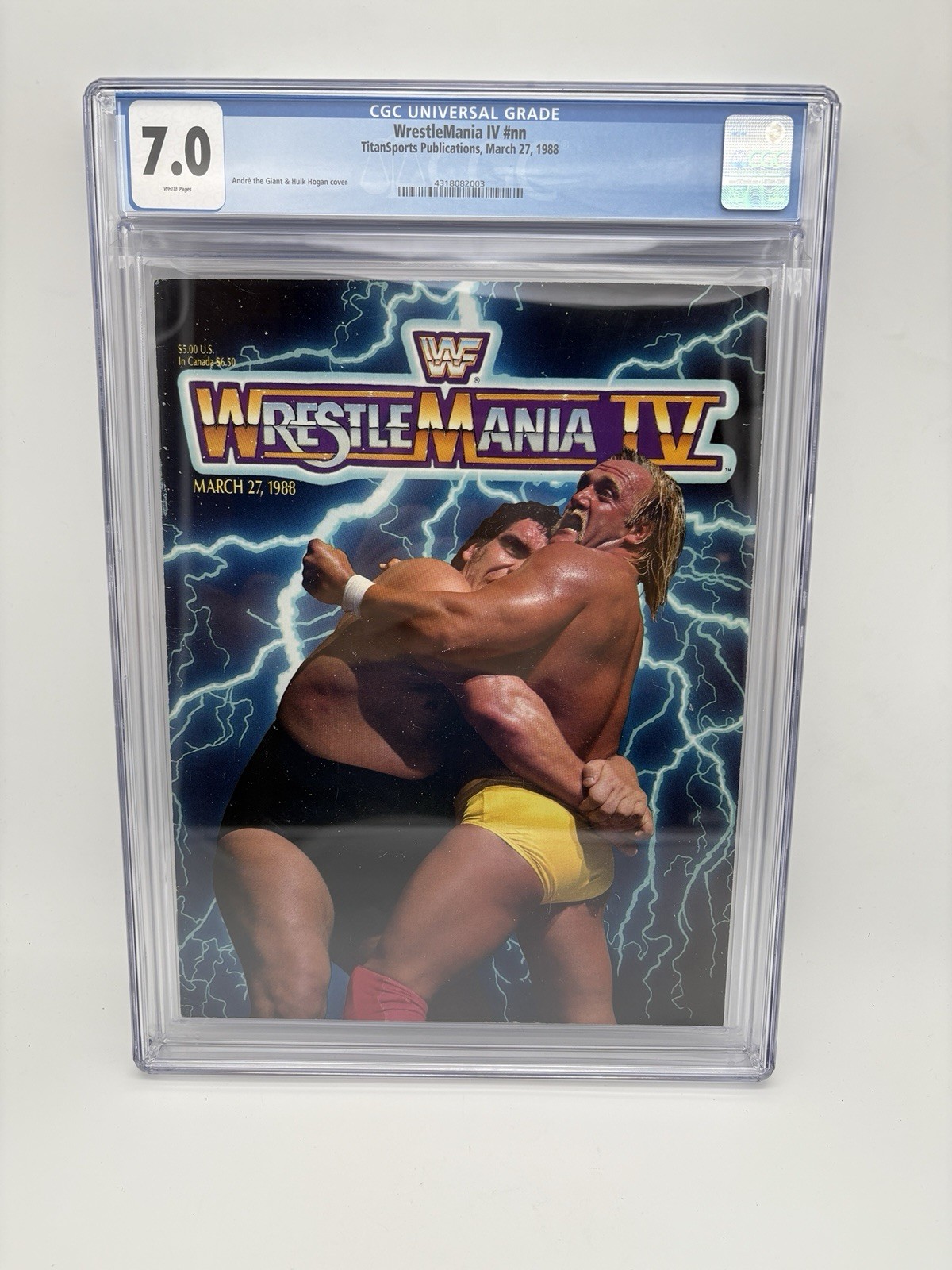 WWF Wrestlemania 4 IV Program CGC 7.0 Hogan Andre The Giant 1988 ARENA EDITION