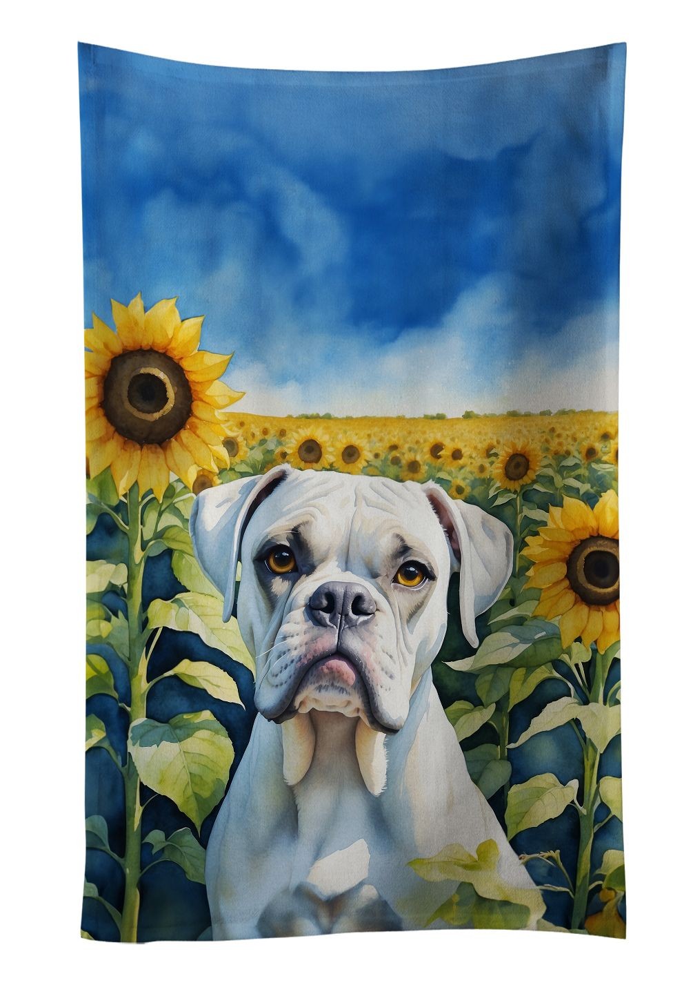 Boxer in Sunflowers Kitchen Towel Dish Cloths Guest Hand Towel Decorative
