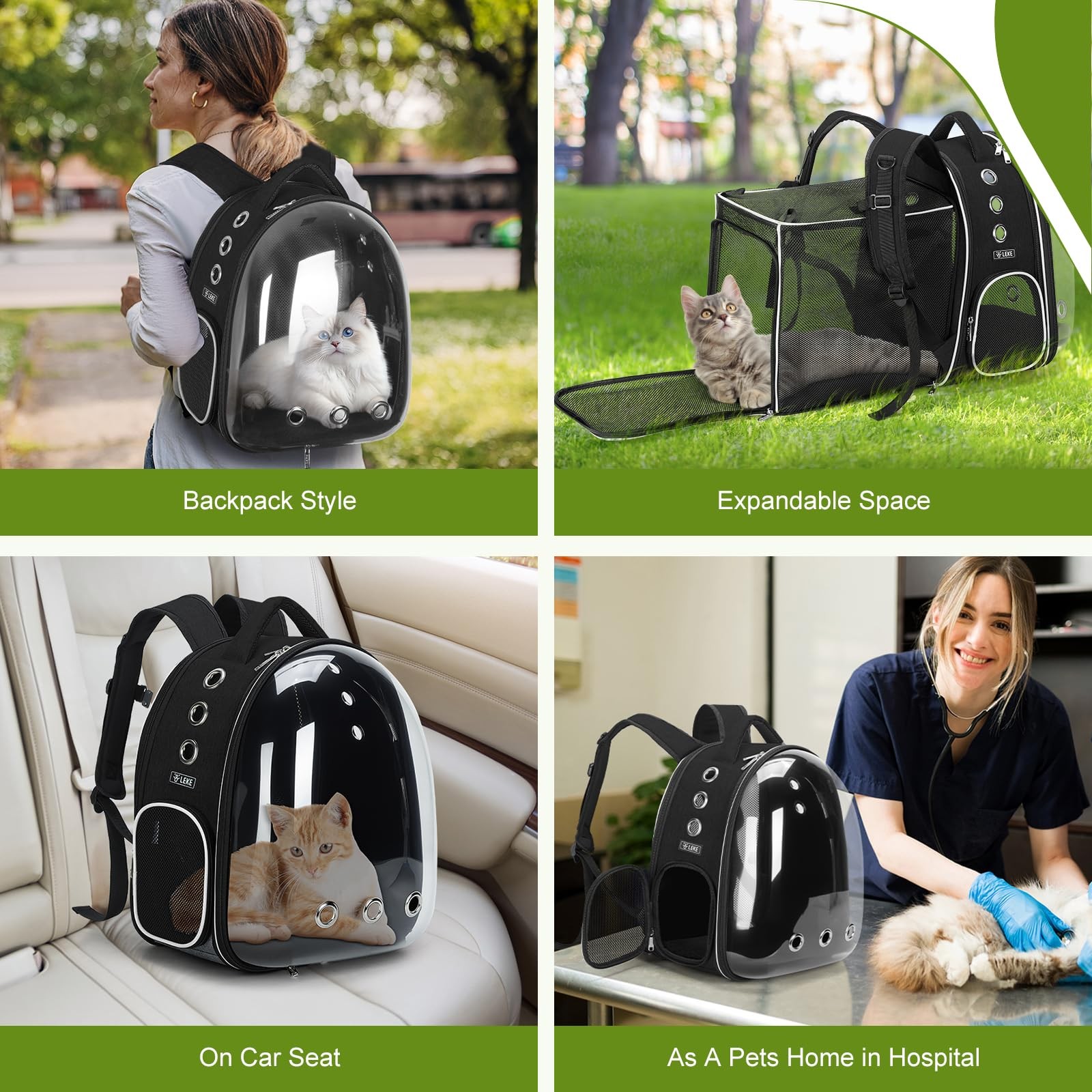 Lekereise Cat Backpack Carrier, Expandable Large Space Cat Bubble Backpack for K