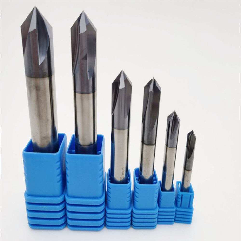 2mm - 12mm 4 Flute 90 Degree Solid Carbide Chamfer Mills - AlTiN Coated