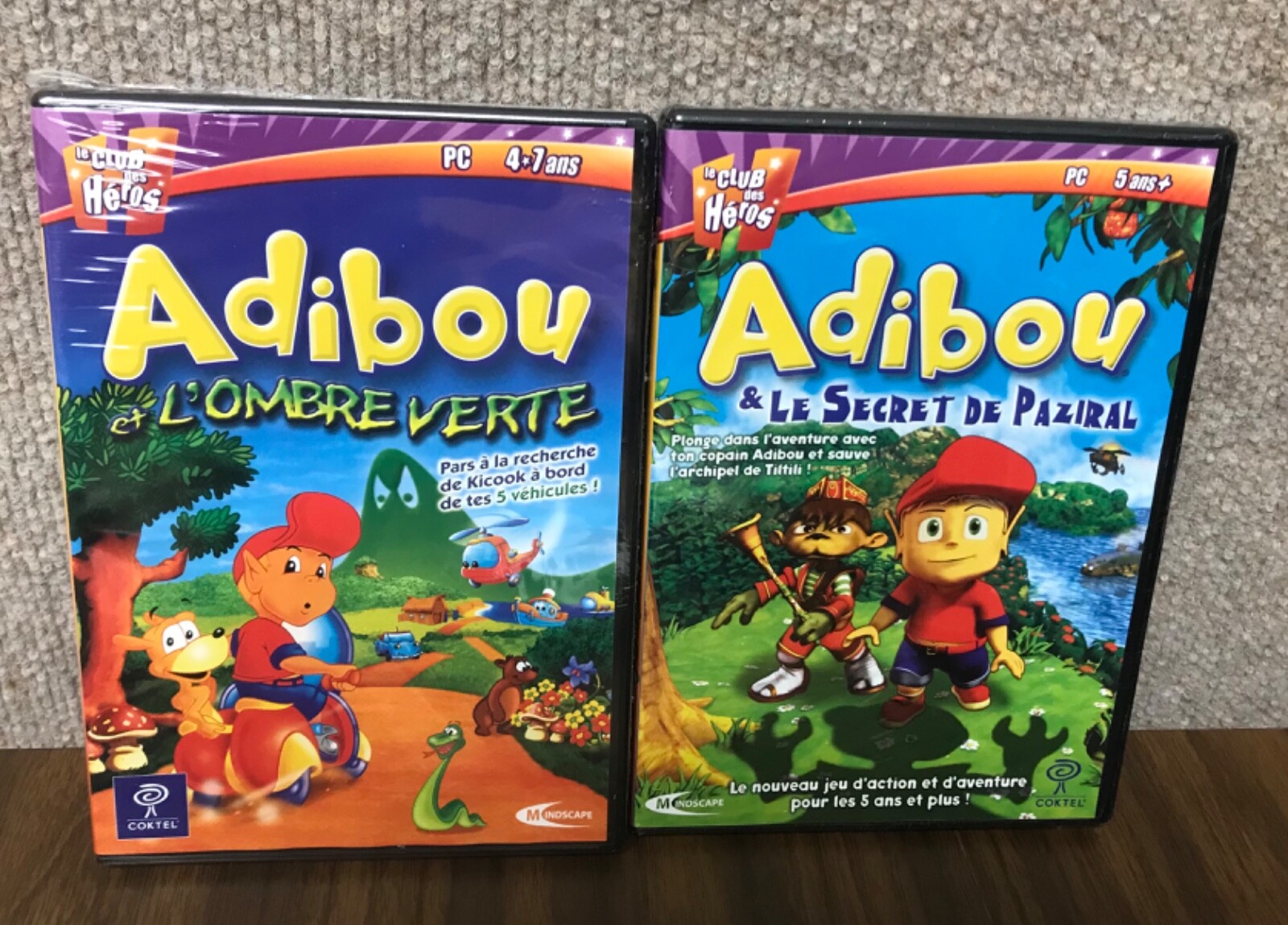 Adibou PC CD-ROM French Game Lot (2) et L'ombre Verte & Le Secret De Paziral NEW