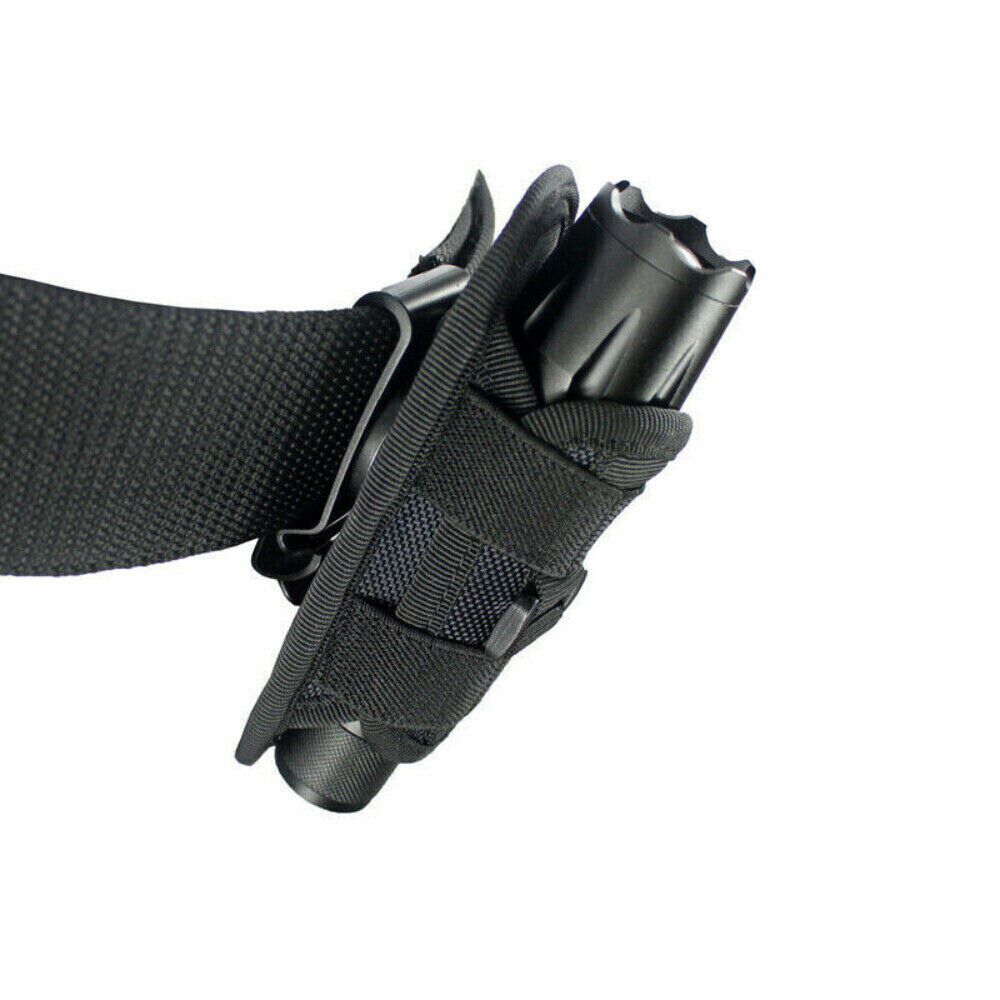 Tactical Flashlight Pouch Adjustable Torch Carry Case with 360-Degree Rotatable
